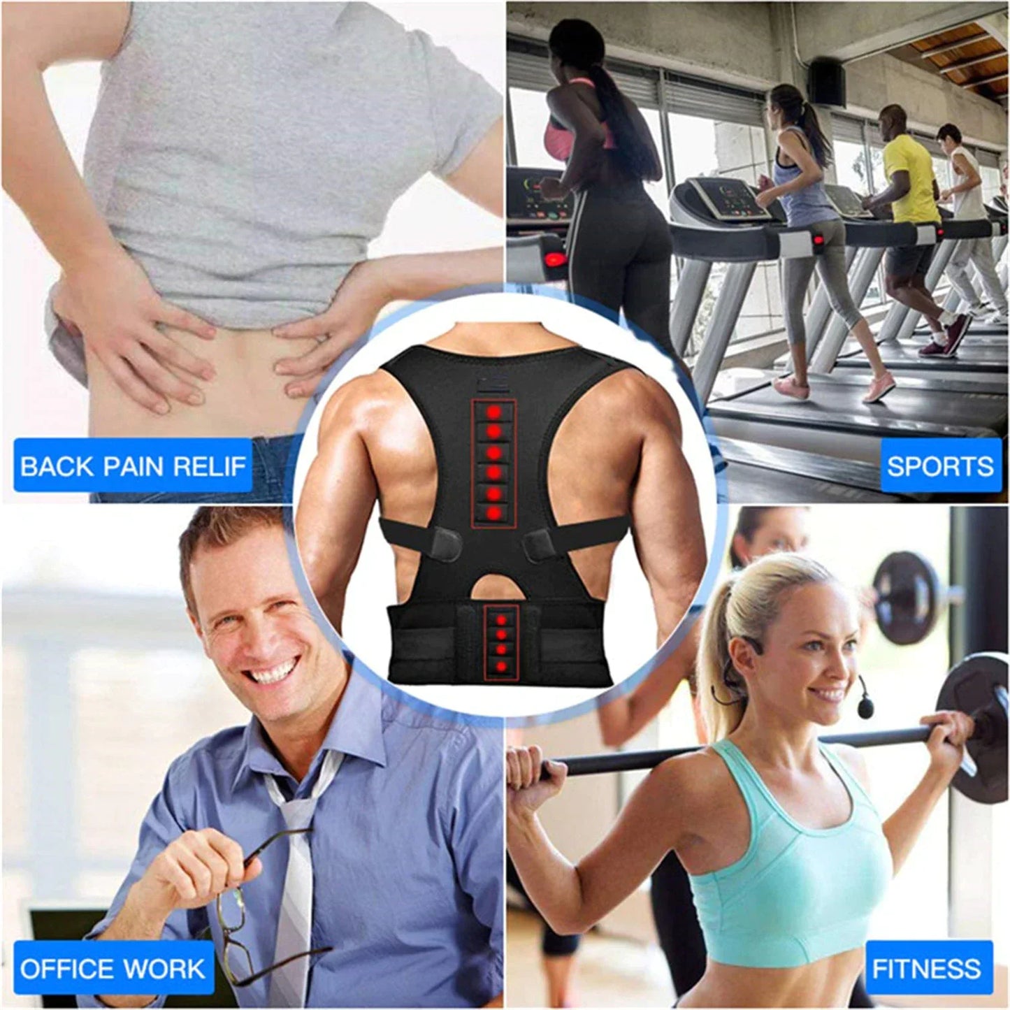 Posture Corrector Support Magnetic Back Shoulder Brace Belt Band For Men Women by Anti Spier