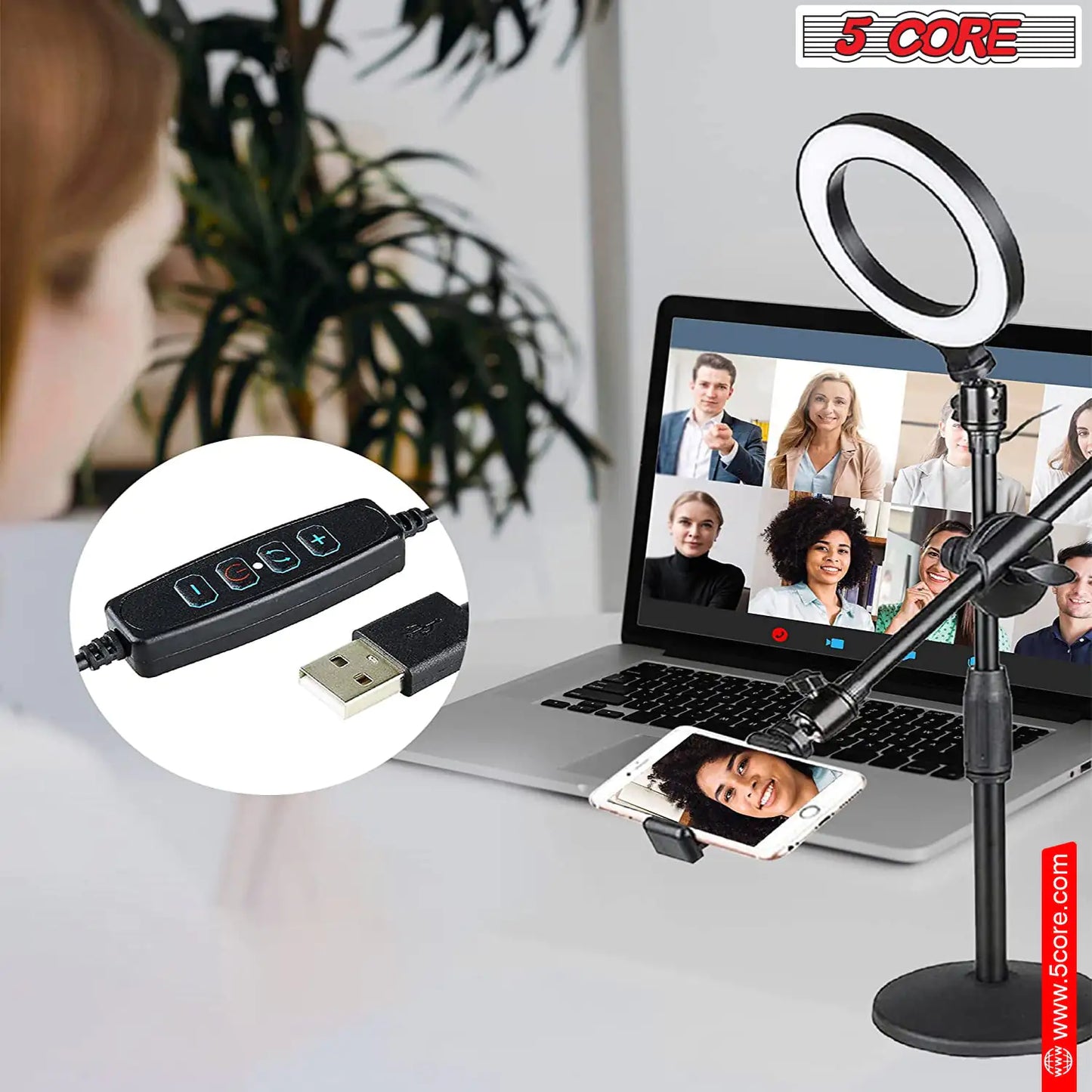 6 inch Ring Light with Cell Phone Stand Adjustable Ring light Angle LED Circle Light w Phone Holder