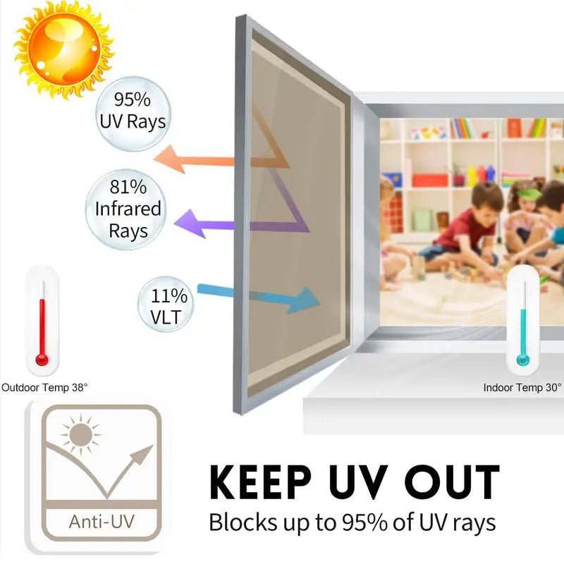 One-Way Daytime Privacy Window Film - Brown-Silvery