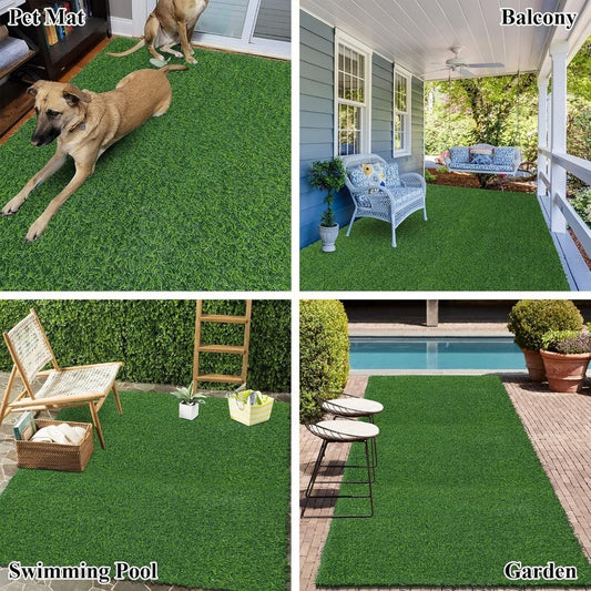 3ft x 32ft Premium Artificial Turf Mat with Drainage Holes. Thick Fake Grass with Rubber Backing, Ideal for Indoor/Outdoor Pet Areas, Garden, Lawn, Patio & Balcony Decor(Grass height 0.6 inches/1.5cm) by Dropsure