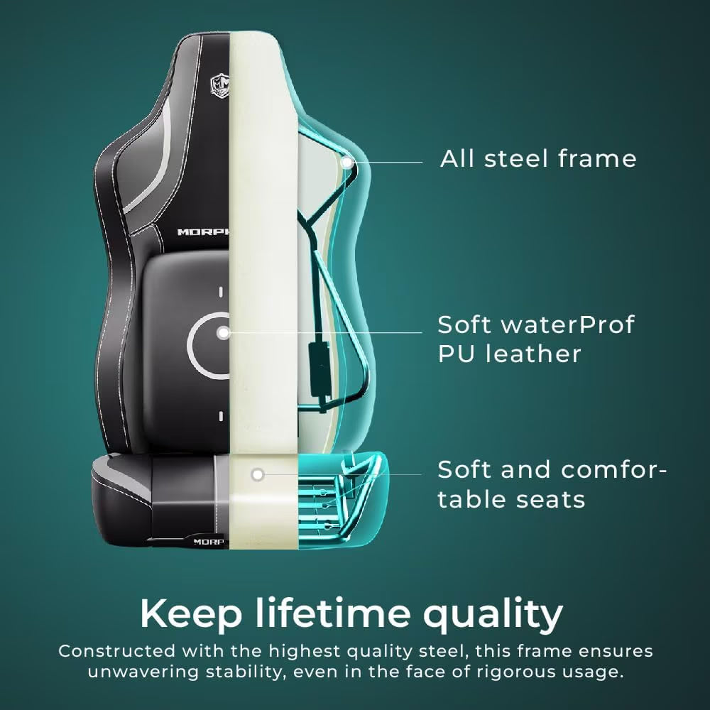 C-L42R Gaming Chair with steel frame and PU leather, featuring lumbar support.