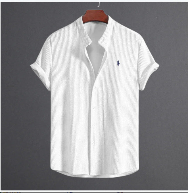 Men's summer new men men's short sleeve solid color men's shirt top