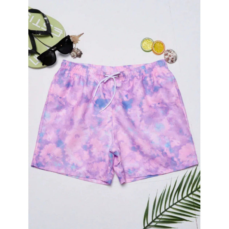 Beach pants men's large size quick dry loose thin men's shorts sports casual flower pants