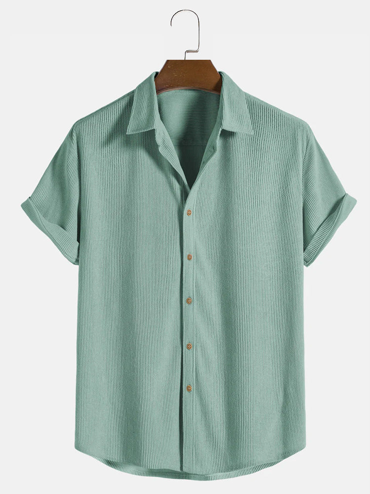 The new Hawaiian casual short-sleeved men's shirt has a handsome 3D print