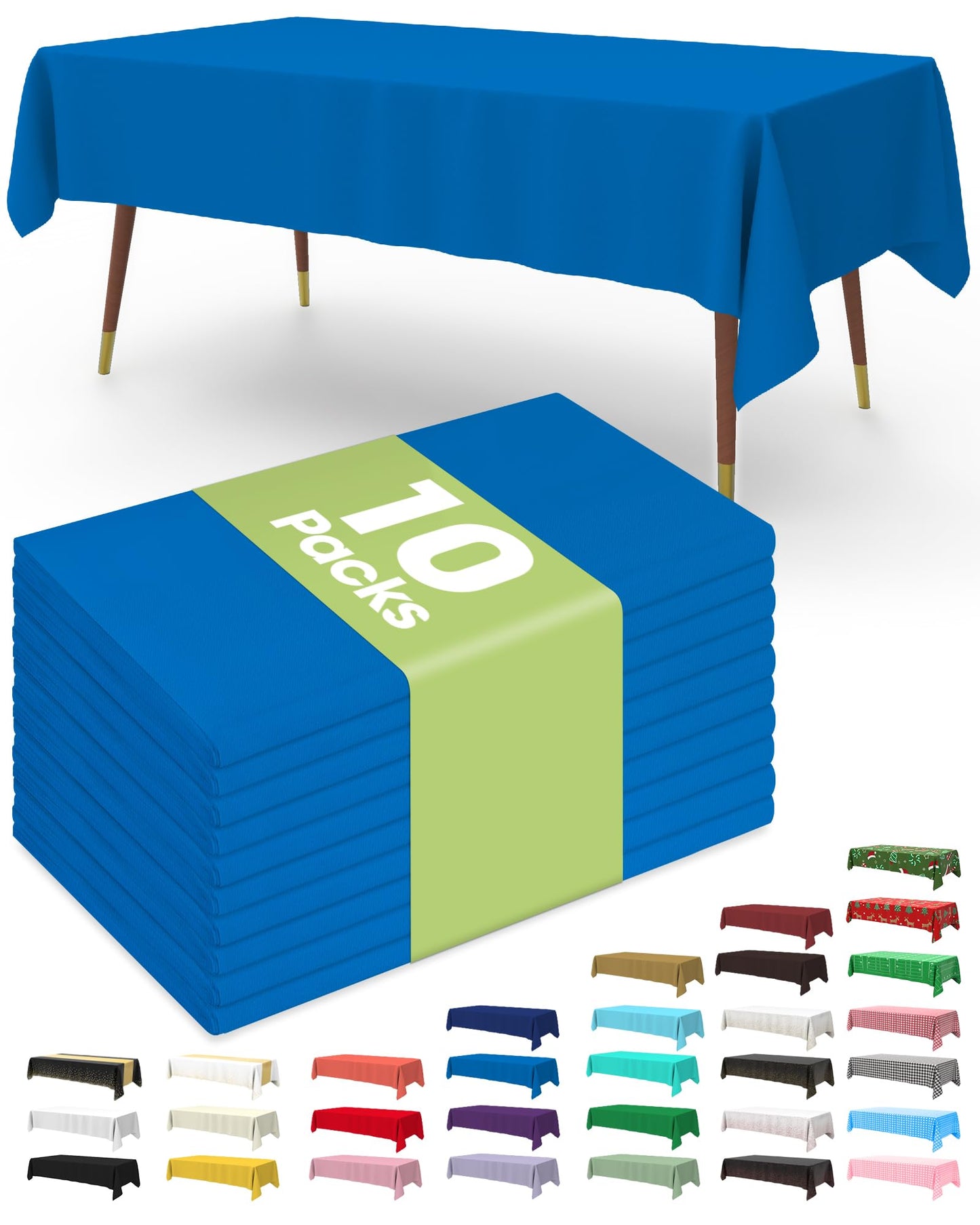 Table Cloth Disposable 10 Pack 54 x 108 Inch Table Cloths for Parties