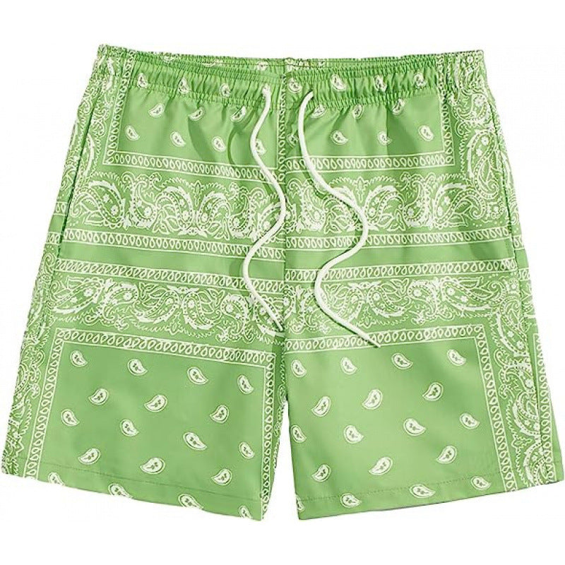 Beach pants men's large size quick dry loose thin men's shorts sports casual flower pants