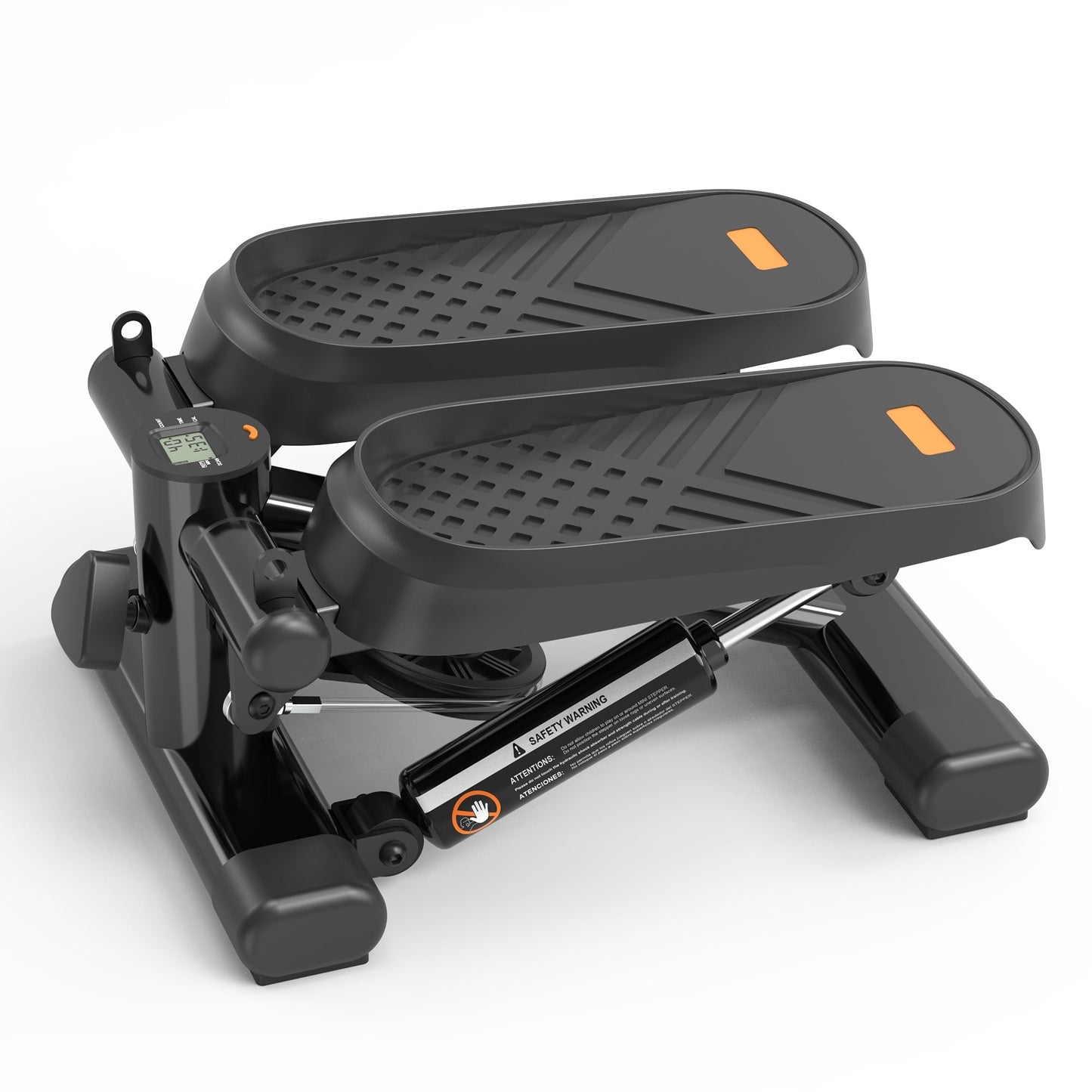 Home Office Exercise Mini Stepper with Resistance Bands and LCD, 330LBS Capacity, Black and Blue.