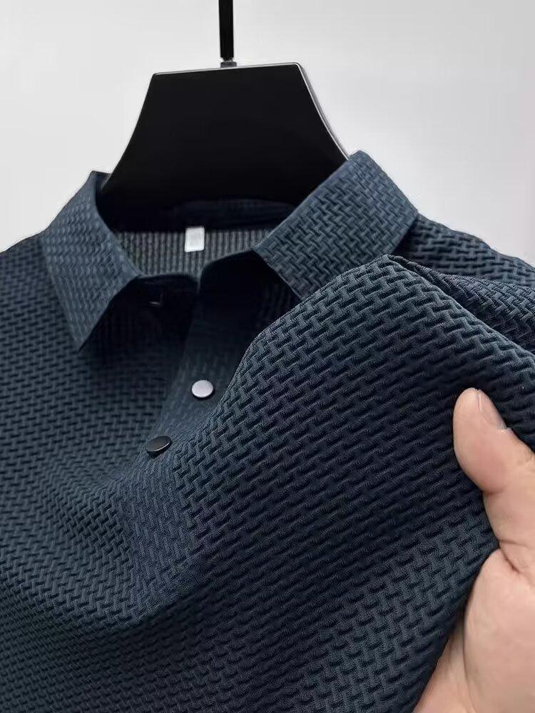 Retro polo shirt for men, versatile in summer, solid-color collared half-sleeve shirt top, trendy short-sleeved shirt