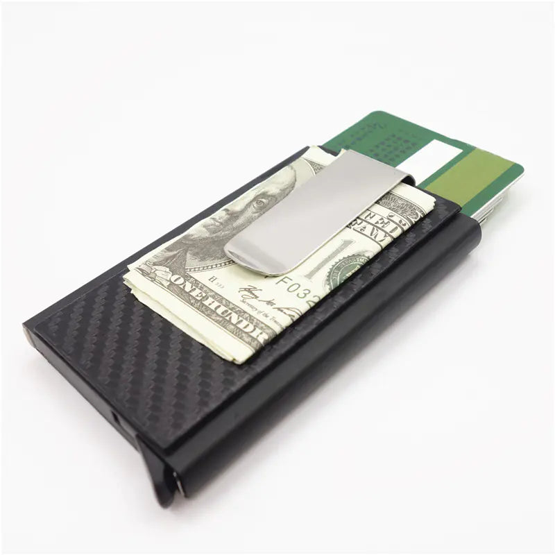 Aluminum Alloy RFID Wallet with Carbon Fiber Card Case