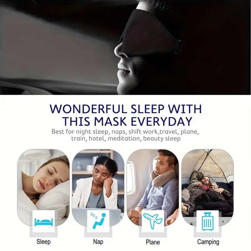 Adjustable 3D Sleep Mask for Men & Women - Breathable, Light-Blocking Eye Cover for Naps & Travel Father's Day, Mother's Day Gift
