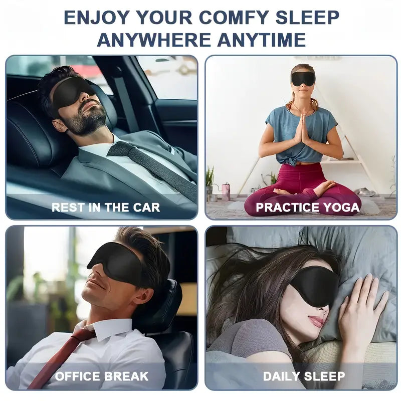 Adjustable 3D Sleep Mask for Men & Women - Breathable, Light-Blocking Eye Cover for Naps & Travel Father's Day, Mother's Day Gift