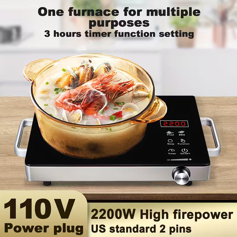 Single burner, Double Burner Electric Stove, Infrared Ceramic Cooktop With Dual Independent Control & Anti-Scald Handles - Portable Hot Plate For Home, Dorm, Camping & RV Use, Fast Heating, Easy To Clean by Anti Spier