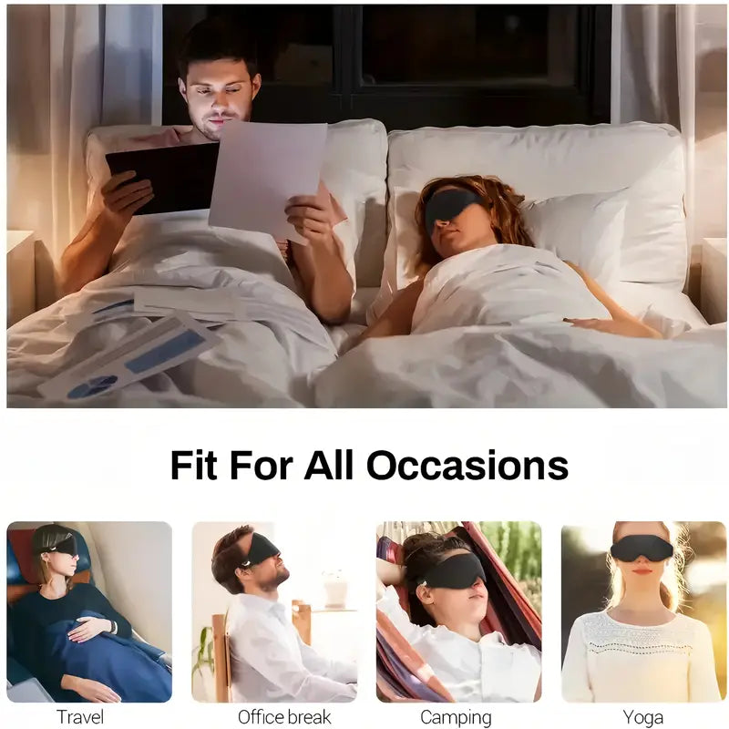 Adjustable 3D Sleep Mask for Men & Women - Breathable, Light-Blocking Eye Cover for Naps & Travel Father's Day, Mother's Day Gift