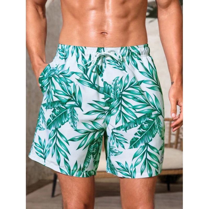 Beach pants men's large size quick dry loose thin men's shorts sports casual flower pants