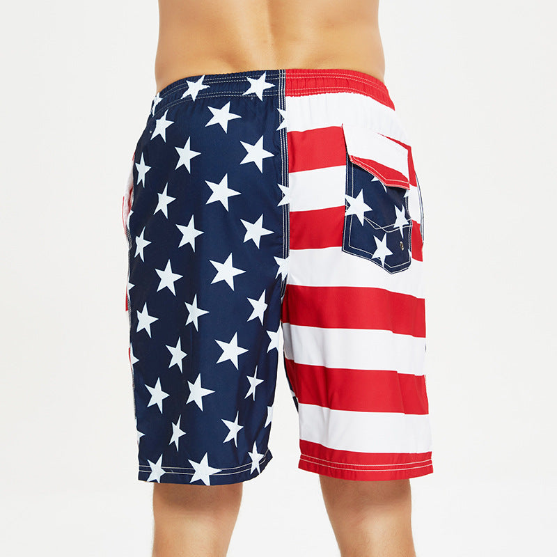 American flag Amazon cross-border exclusive for explosive quick-drying loose beach pants men's oversized five-minute swim shorts