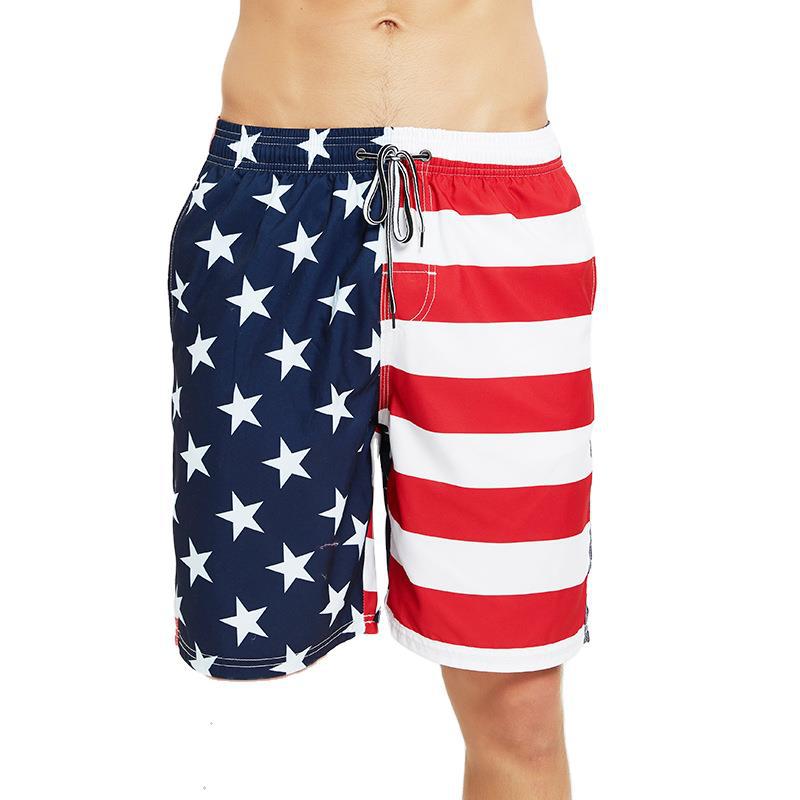 American flag Amazon cross-border exclusive for explosive quick-drying loose beach pants men's oversized five-minute swim shorts