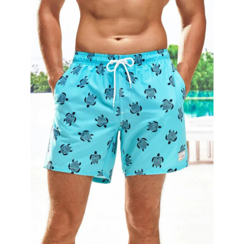 Beach pants men's large size quick dry loose thin men's shorts sports casual flower pants