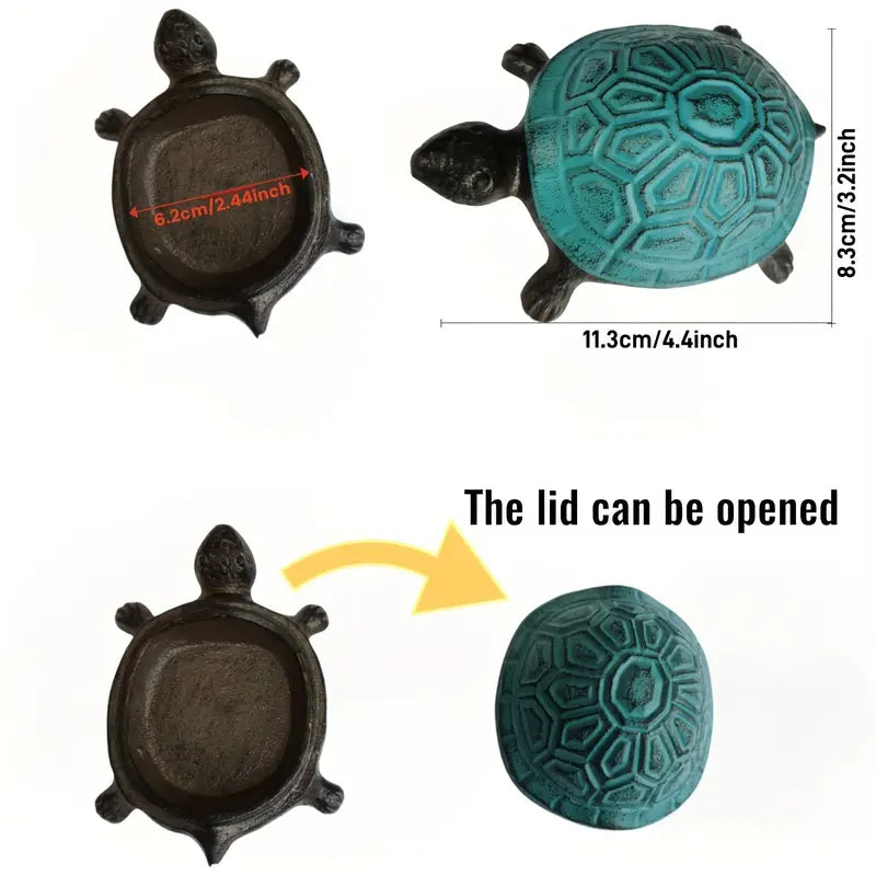 Heavy-Duty Cast Iron Turtle Key Box with Flip-Top Lid - Hidden Key Hider for Door, Garden, Patio - Spare Key Storage - Indoor/Outdoor - Home, Office, Cabin - Outdoor Concealment, Durable, Unique Organizer