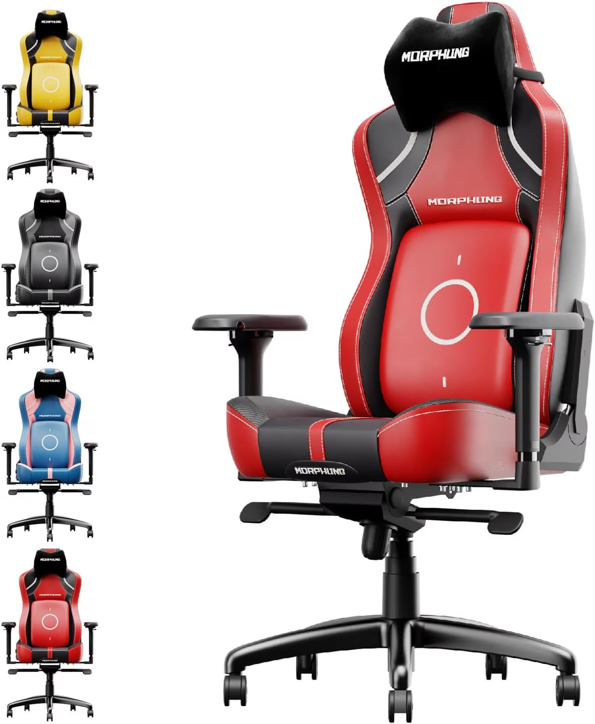 C-L42R Gaming Chair in red and black PU leather with ergonomic design and metal frame.