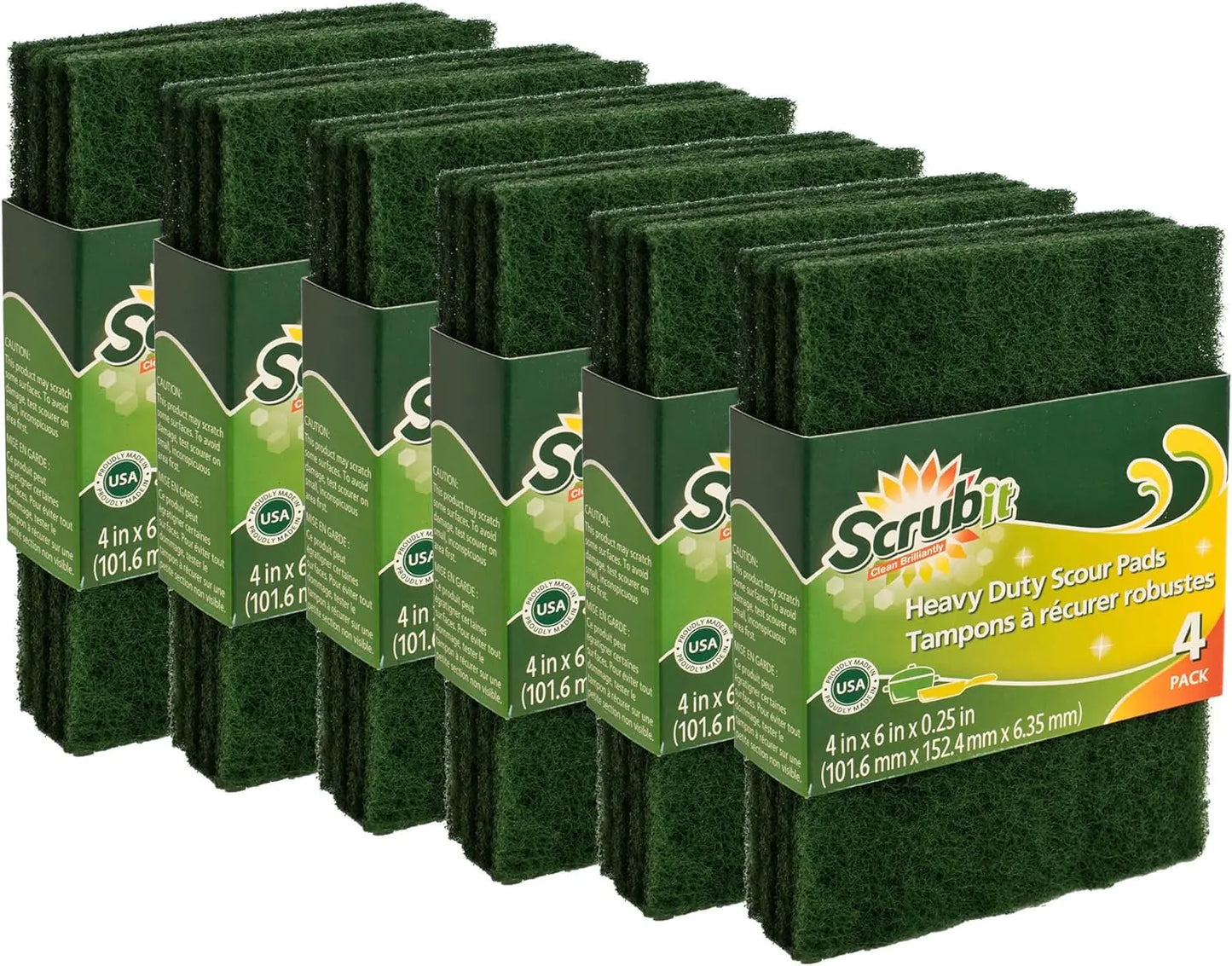 Scouring Pads - Heavy Duty Household Cleaning Scrubber with Non-Scratch Anti-Grease Technology - Reusable Scrubbing Pads – Green 24 Pack