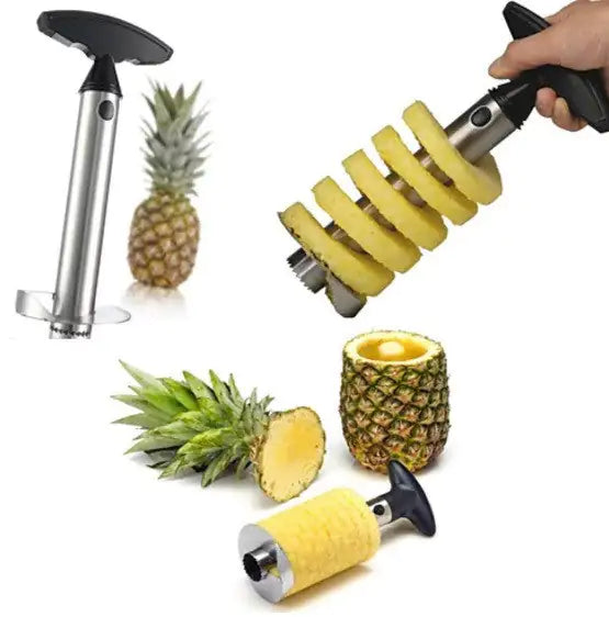 Pretty Prickly Pineapple Peeler slicing fresh pineapple with ease.