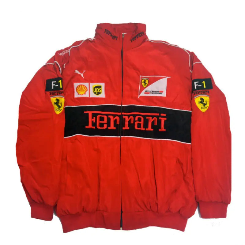 F1 Motorcycle Racing Jacket with Vintage Embroidery