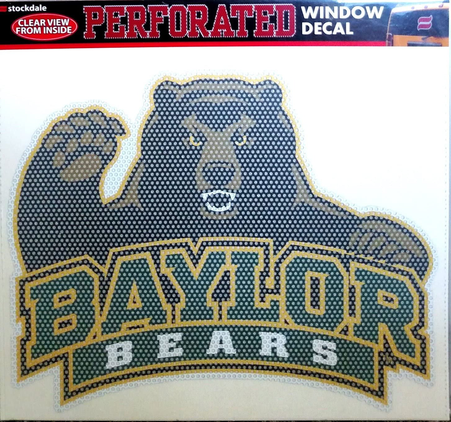 Baylor University Bears 8 Inch Preforated Window Film Decal Sticker, One-Way Vision, Adhesive Backing