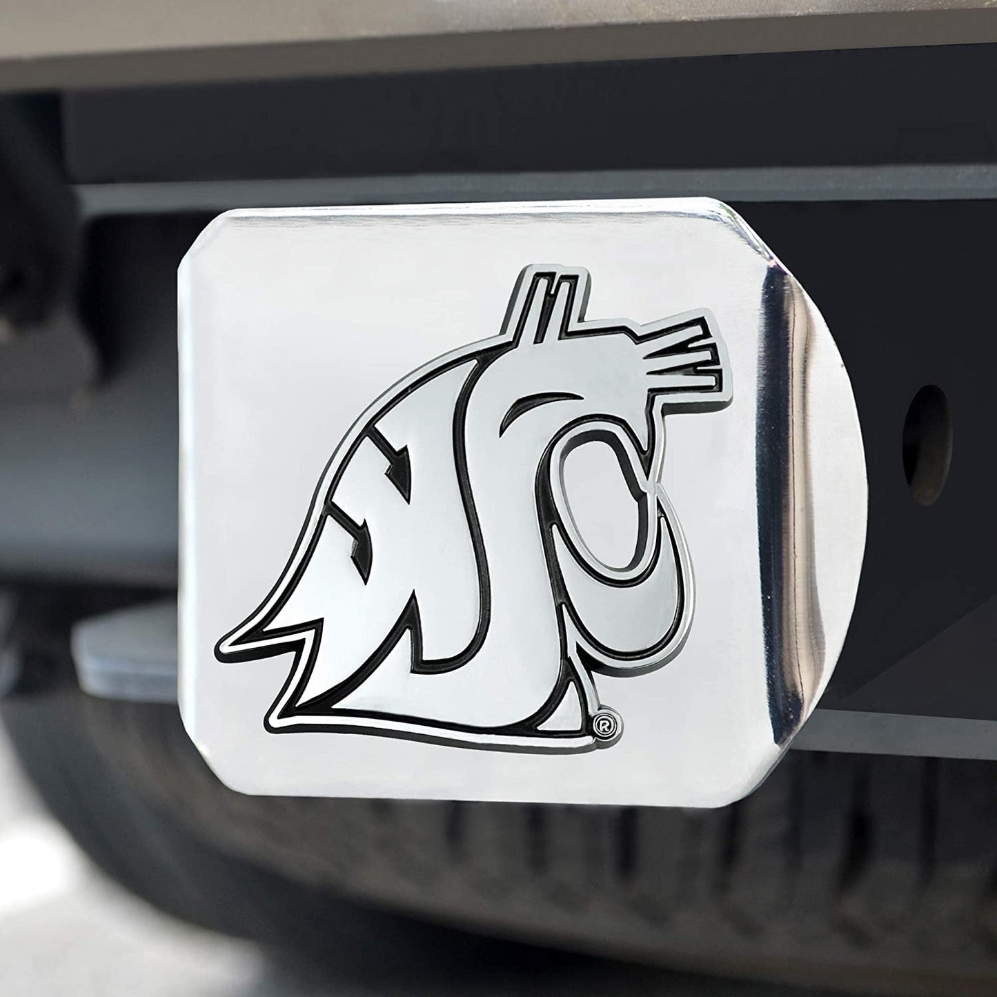 Washington State Cougars Hitch Cover Solid Metal with Raised Chrome Metal Emblem 2" Square Type III University