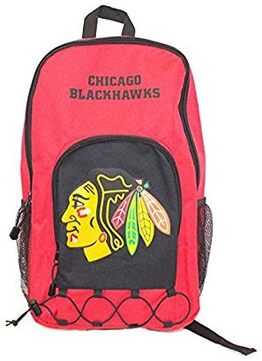 Chicago Blackhawks Premium Backpack heavy Duty Full Team Color Echo Bunge Style Padded Straps 14x6x6 Inches by Fielders Choice