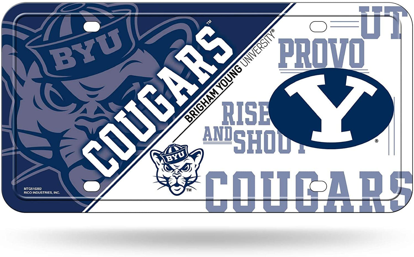Brigham Young University Cougars BYU Metal Tag License Plate Split Design 6x12 Inch