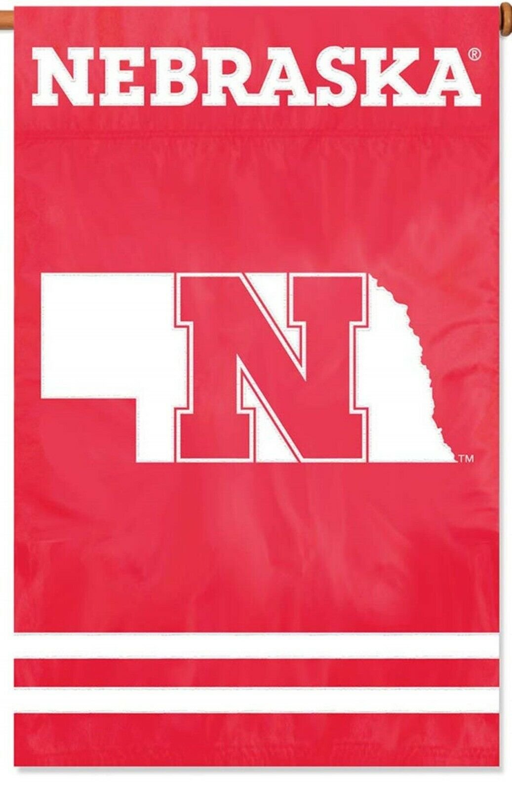 Nebraska Cornhuskers 2sided 28x44 Embroidered Applique Banner Flag University of