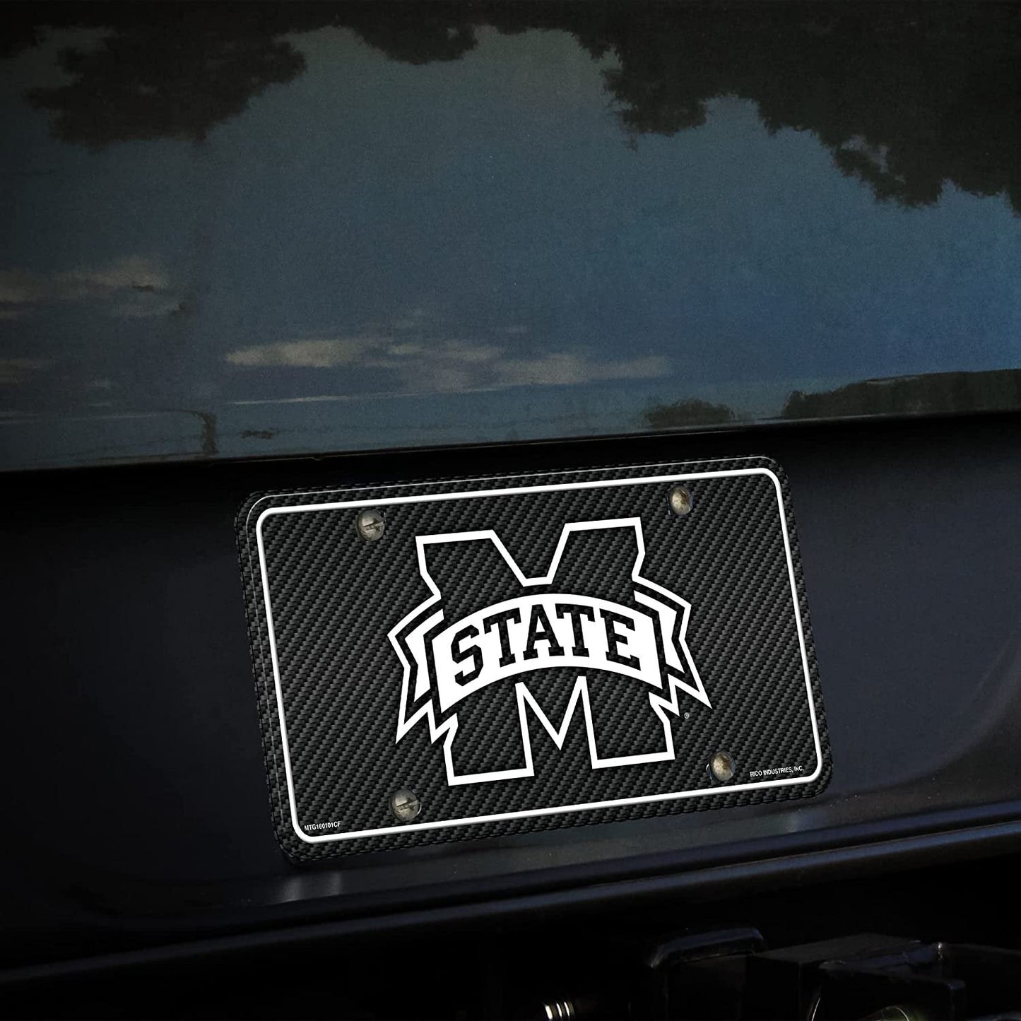 Mississippi State University Bulldogs Metal Tag License Plate Carbon Fiber Design 12x6 Inch