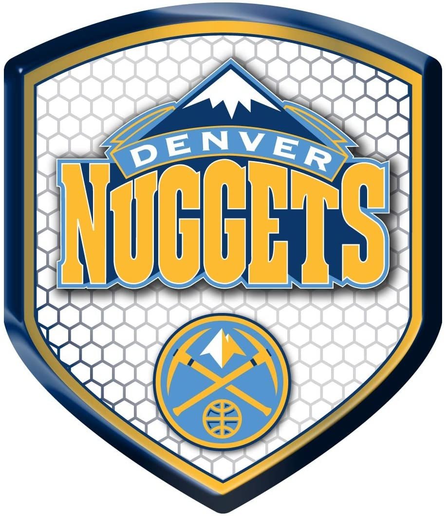 Denver Nuggets High Intensity Reflector, Shield Shape, Raised Decal Sticker, 2.5x3.5 Inch, Home or Auto, Full Adhesive Backing