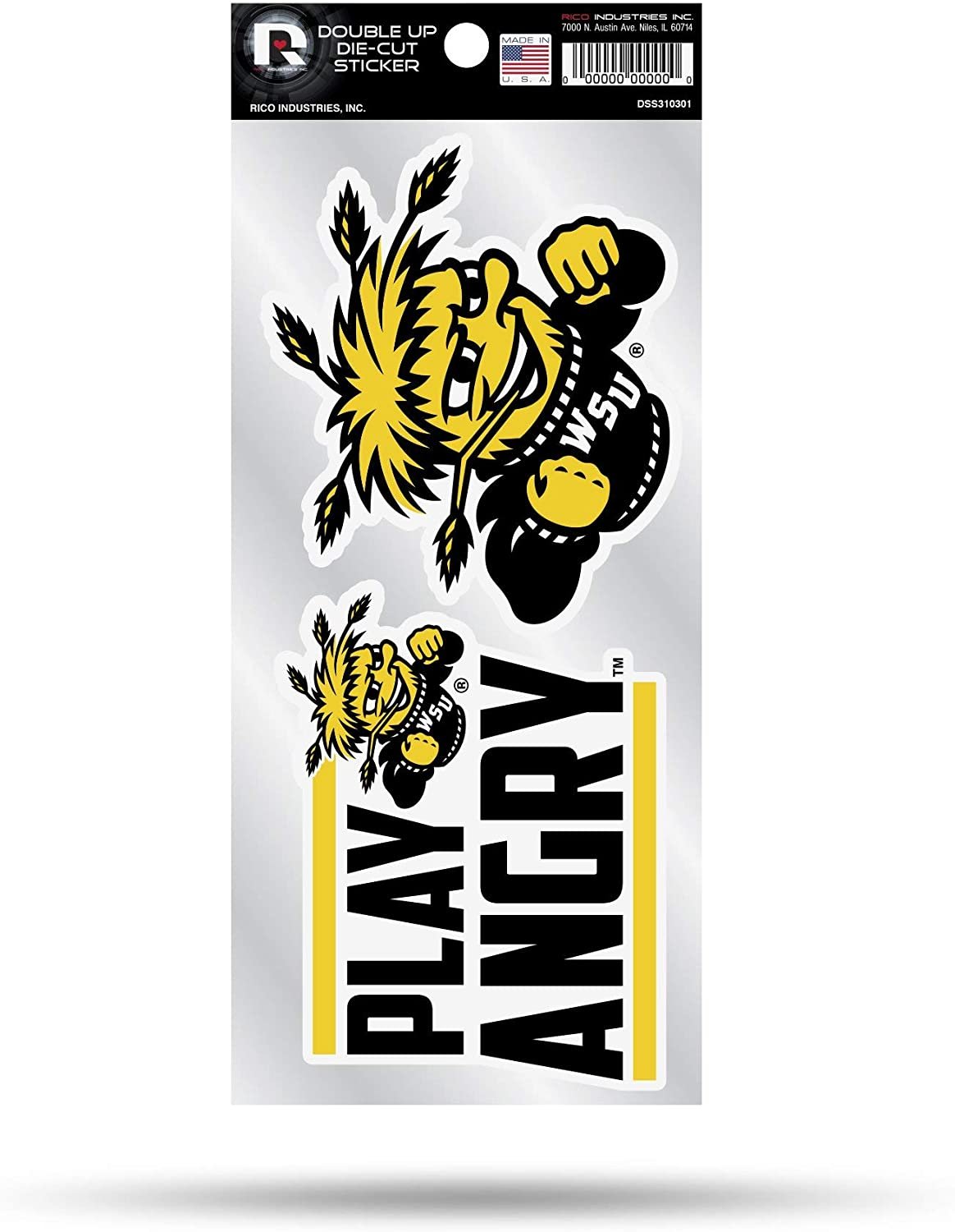 Wichita State University Shockers 2-Piece Double Up Die Cut Sticker Decal Sheet, 4x8 Inch