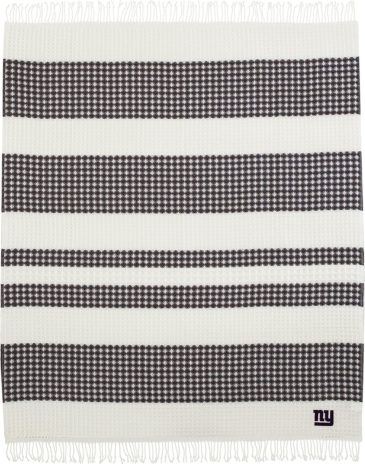 New York Giants Throw Blanket Waffle Weave Jacquard, 50x60 Inch, Unisex-Adult, 100% Acrylic