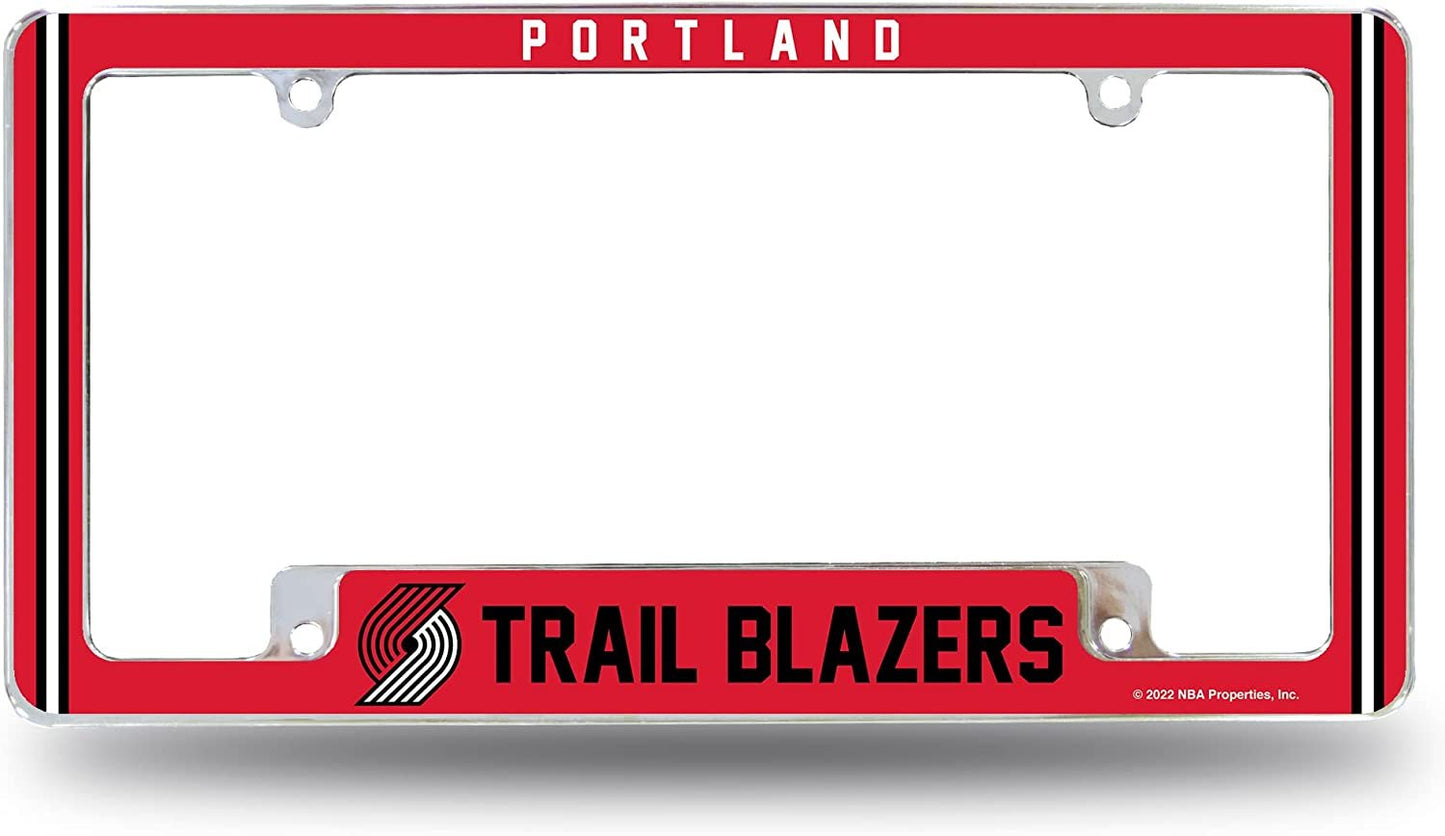Portland Trail Blazers Metal License Plate Frame Chrome Tag Cover Alternate Design 6x12 Inch
