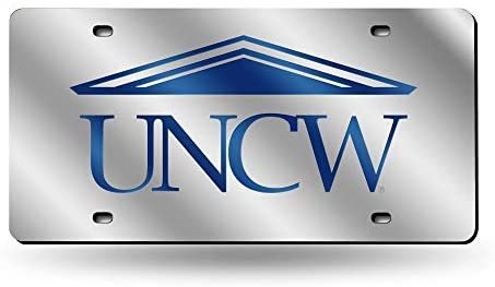 University of North Carolina at Wilmington Seahawks UNCW Laser Cut Tag License Plate, Mirrored Acrylic Inlaid, 12x6 Inch