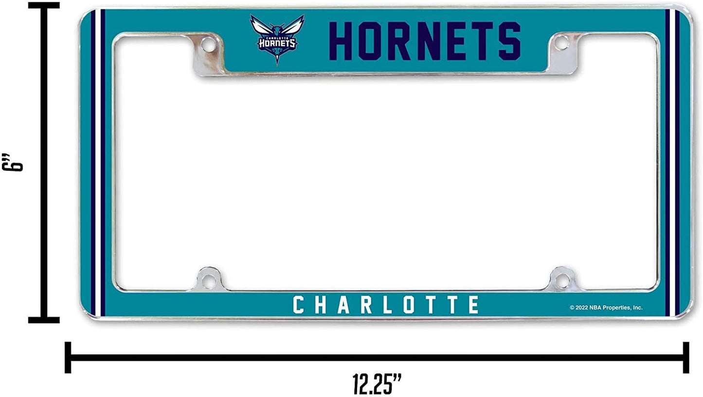 Charlotte Hornets Metal License Plate Frame Chrome Tag Cover Alternate Design 6x12 Inch