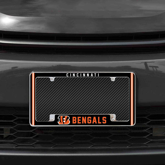 Cincinnati Bengals Metal License Plate Frame Chrome Tag Cover Alternate Design 6x12 Inch by Fielders Choice
