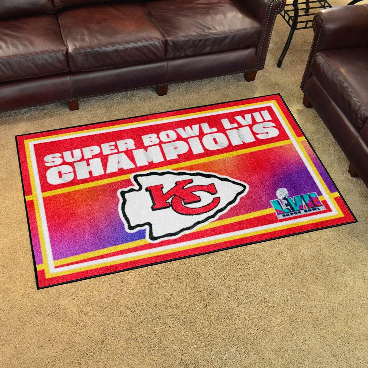 Kansas City Chiefs 2023 Super Bowl LVII Champions 4x6 Feet Rug Nylon Ultra Plush