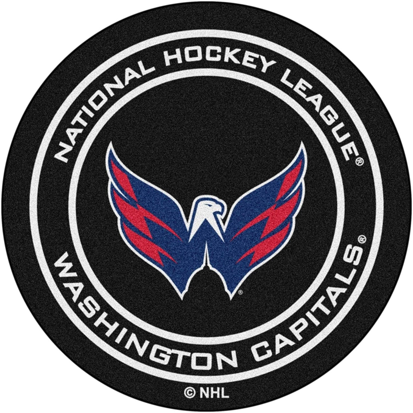 Washington Capitals 27 Inch Area Rug Floor Mat, Nylon, Anti-Skid Backing, Puck Shaped