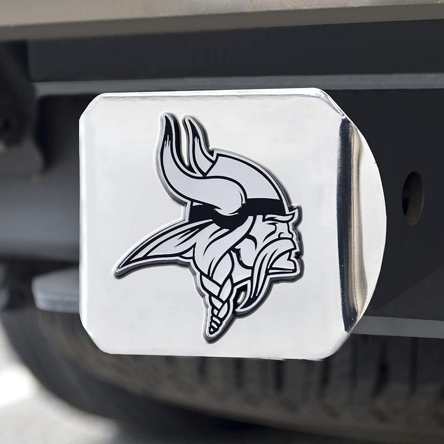 Minnesota Vikings Solid Metal Hitch Cover with Chrome Metal Emblem 2 Inch Square Type III