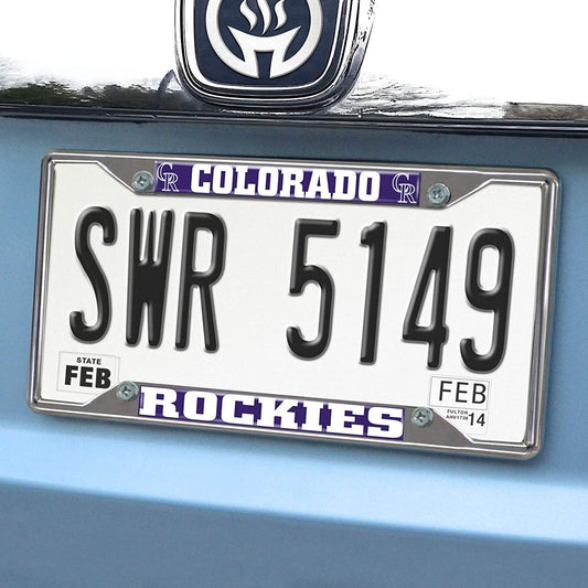 Colorado Rockies Metal License Plate Frame Tag Cover Chrome 6x12 Inch by Fielders Choice