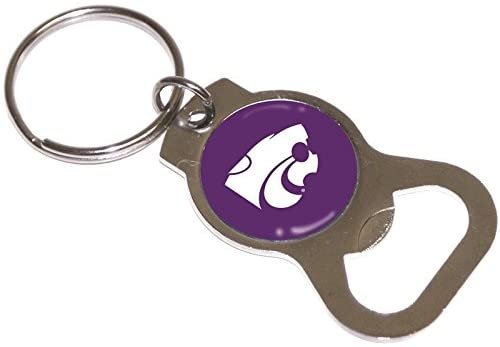 Kansas State University Wildcats Premium Solid Metal Bottle Opener Keychain, Silver Key Ring, Team Logo by Fielders Choice