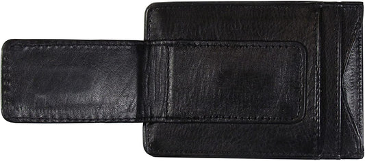 Cincinnati Bengals Black Leather Wallet, Front Pocket Magnetic Money Clip, Printed Logo by Fielders Choice