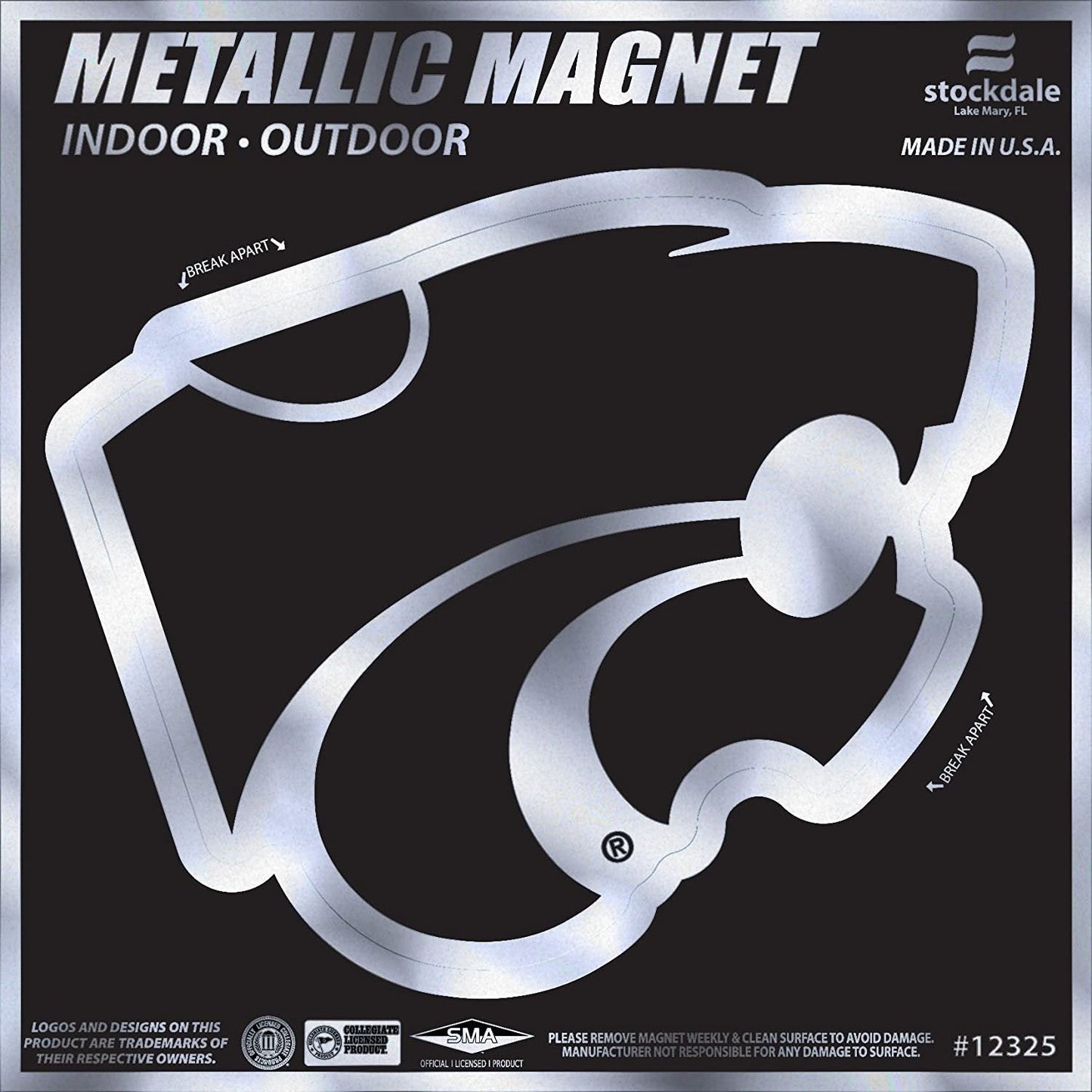 Kansas State University Wildcats 6 Inch Magnet, Metallic Chrome Shimmer Design, Vinyl Die Cut, Auto Home Heavy Duty