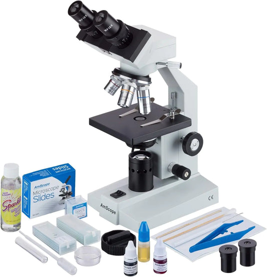 AmScope BioMaster B100C 40X-2500X Binocular Microscope with Slide Kit