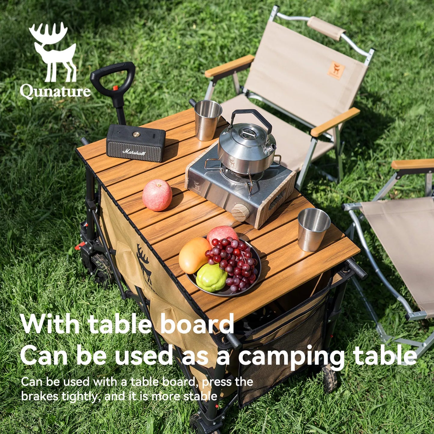 220lbs Foldable Utility Wagon with 360° Swivel Wheels by Qunature Global