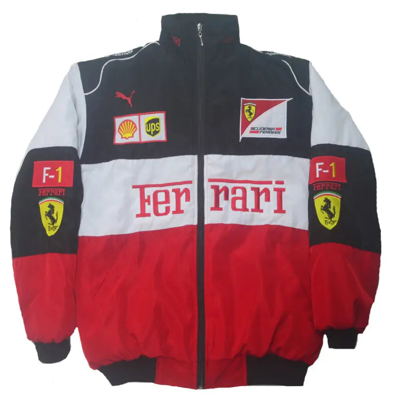 F1 Motorcycle Racing Jacket with Vintage Embroidery