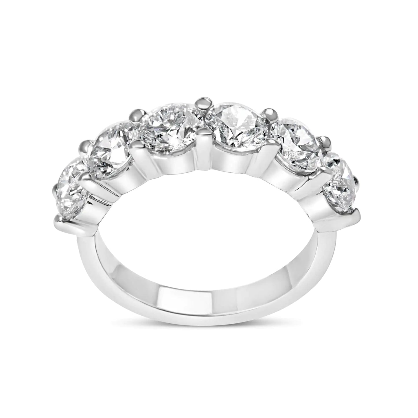 14K White Gold 3.0 Cttw Lab-Grown Diamond Shared Prong Set 6 Stone Band Ring (G-H Color, VS2-SI1 Clarity) - Anti Spier